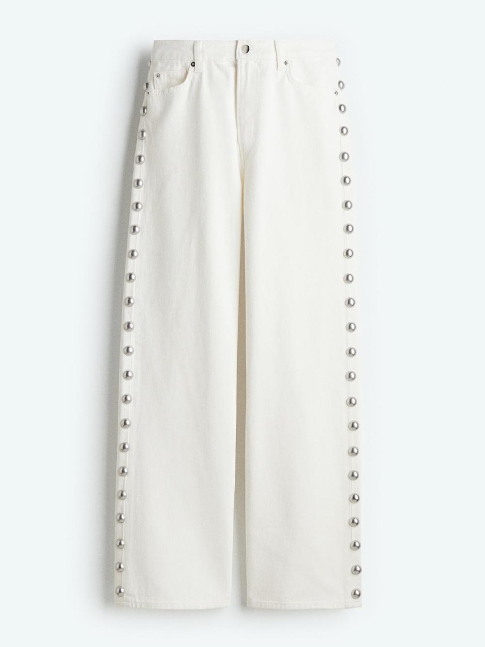 NWT- Brand new H&M White Wide-Leg Jeans with Side Studs